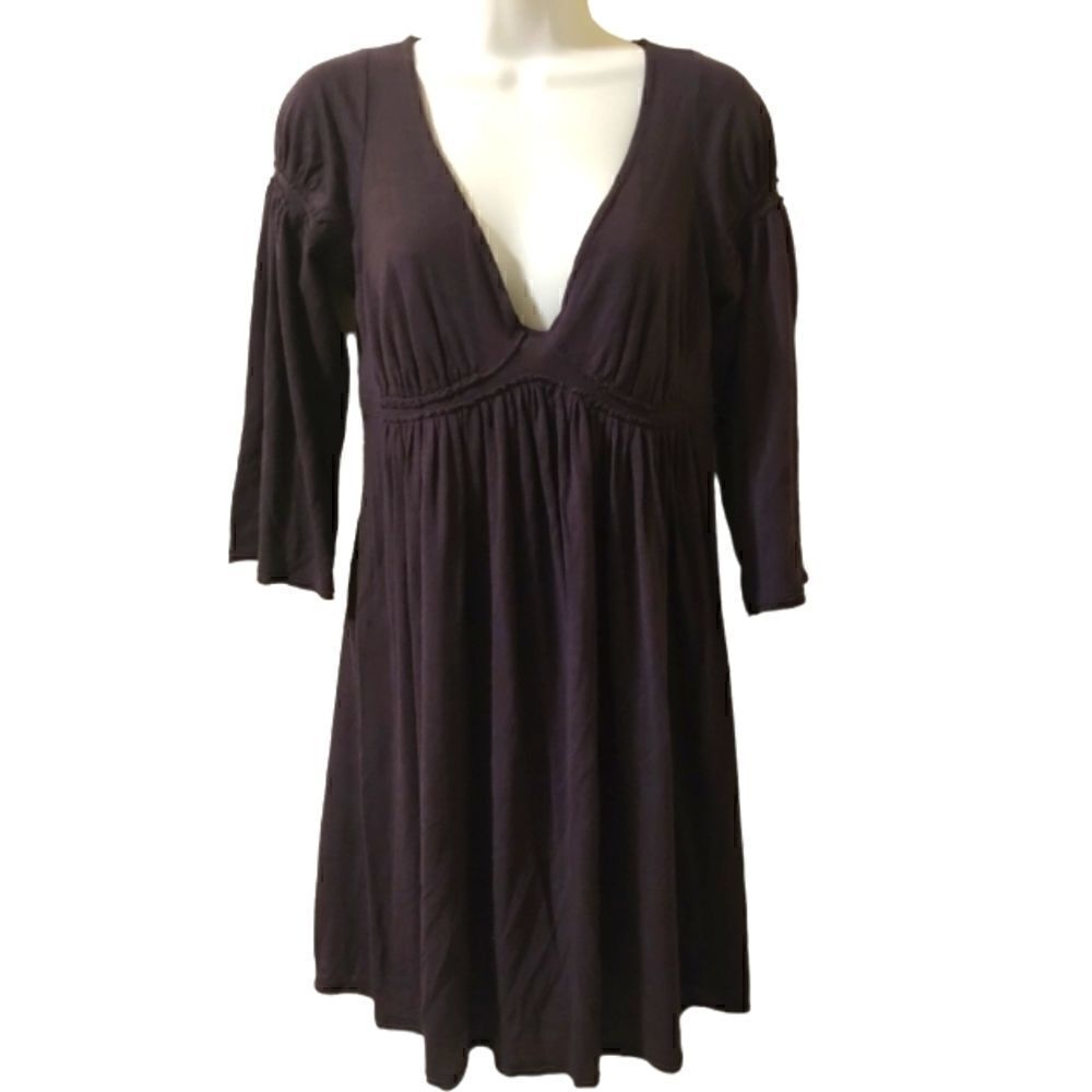 Susana Monaco Purple wool blend V neck mini dress size M